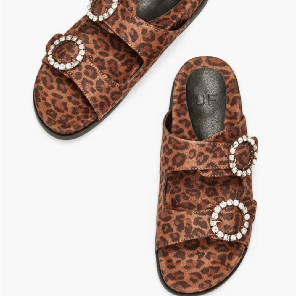 NWT JustFab leopard slides